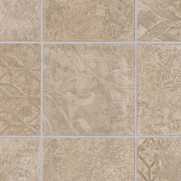 TrafficMaster Take Home Sample - Marbella Tile Neutral Vinyl Sheet - 6 in. x 9 in.