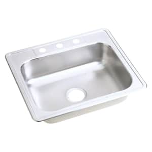 25in. Drop-in 1 Bowl 22 Gauge Stainless Steel Satin Finish Stainless Steel Sink Only and No Accessories