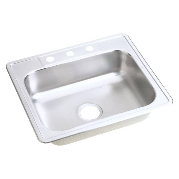 Dayton 25in. Drop-in 1 Bowl 22 Gauge Stainless Steel Satin Finish Stainless Steel Sink Only and No Accessories