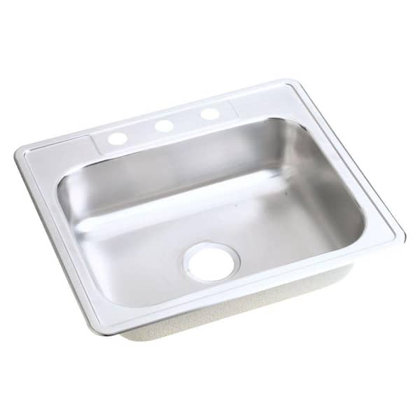 25 in. Drop-in Single Bowl 22-Gauge Satin Stainless Steel Kitchen Sink Only