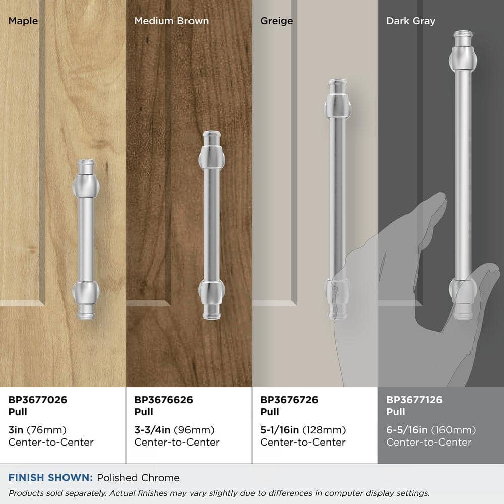 Polished Chrome Traditional Cabinet Drawer Pull with Mounting Hardware
