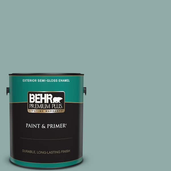 BEHR PREMIUM PLUS 1 gal. Home Decorators Collection #HDC-CL-25 Oceanus Semi-Gloss Enamel Exterior Paint & Primer