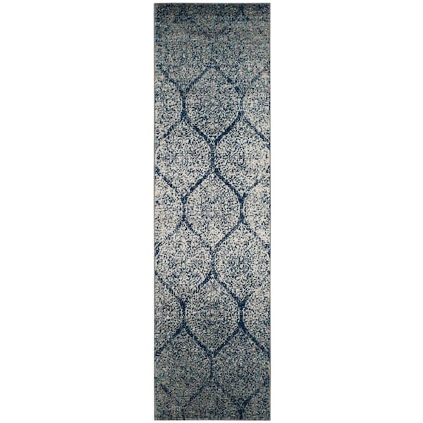 SAFAVIEH Madison Navy/Silver 2 ft. x 18 ft. Runner Rug