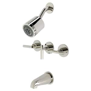 Manhattan Triple Handle 2-Spray Tub and Shower Faucet 2 GPM with Corrosion Resistant in. Polished Nickel