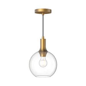 Alora Mood Soji 8 In. 1 Light 60-watt Aged Gold Clear Glass Pendant 