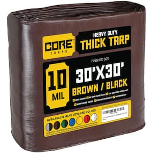 30 ft. x 30 ft. Brown/Black 10 Mil Heavy Duty Polyethylene Tarp, Waterproof, UV Resistant, Rip and Tear Proof