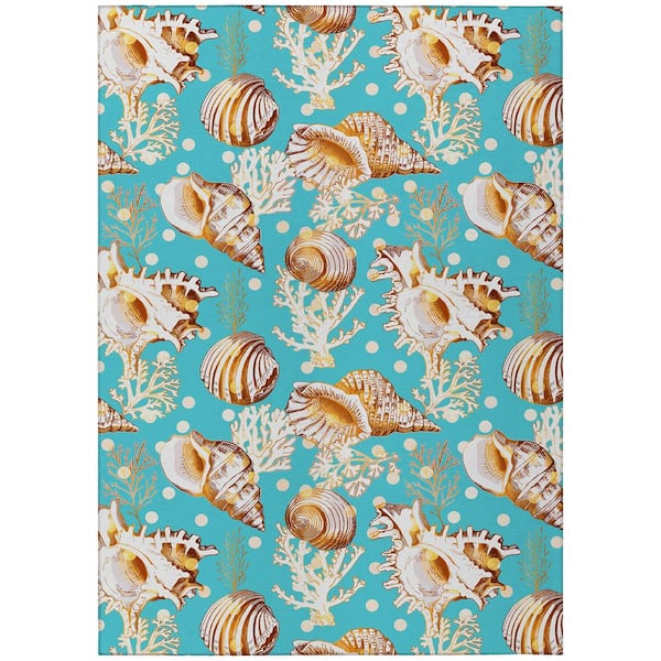 Addison Rugs Surfside Blue 8 ft. x 10 ft. Geometric Indoor/Outdoor Area Rug