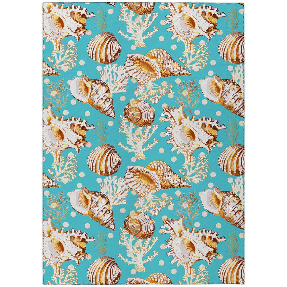 Surfside Blue 9 ft. x 12 ft. Geometric Indoor/Outdoor Area Rug