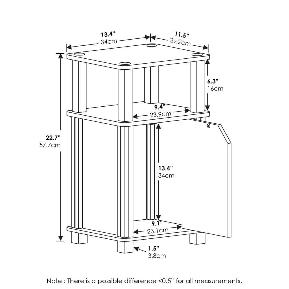 Espresso Black Square End Table with Storage and Rounded Edges