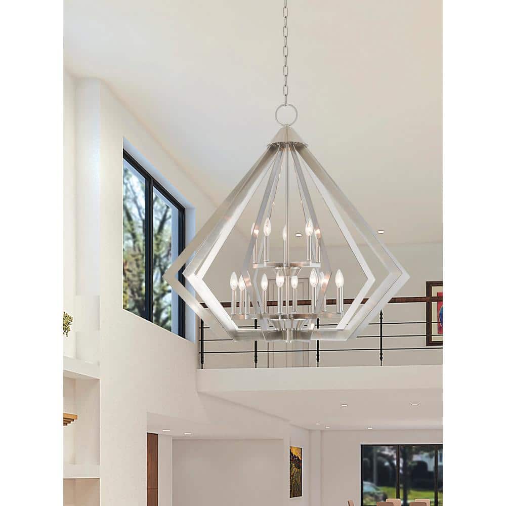 Prism Brushed Nickel 15-Light Modern Industrial Chandelier