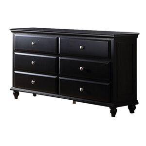18 in. Brown and Silver 6-Drawer Wooden Dresser Without Mirror