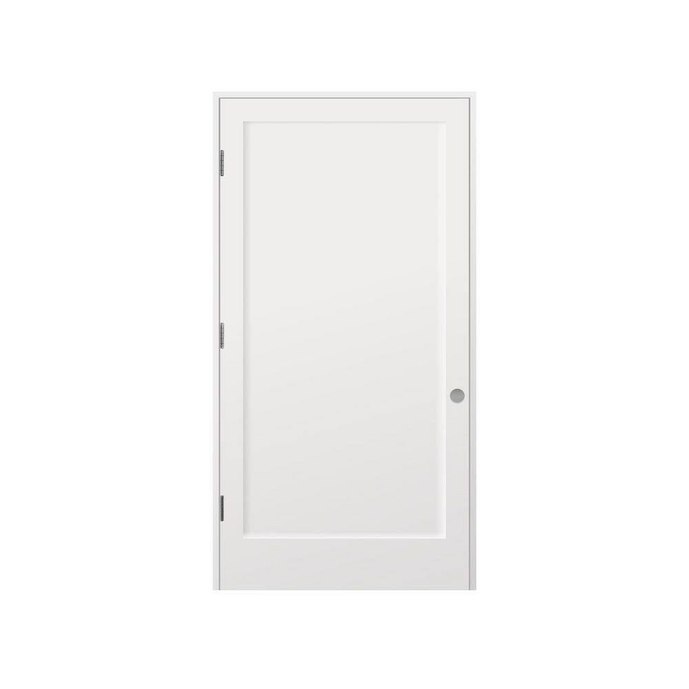 30 in. x 80 in. Left-Handed Solid Core White Primed Composite Single Prehung Interior Door Satin Nickel Jamb-3-1/2 in. price history on PriceWatchPro