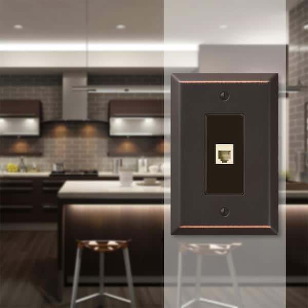 Oversized 1 Gang Phone Steel Wall Plate - Aged Bronze