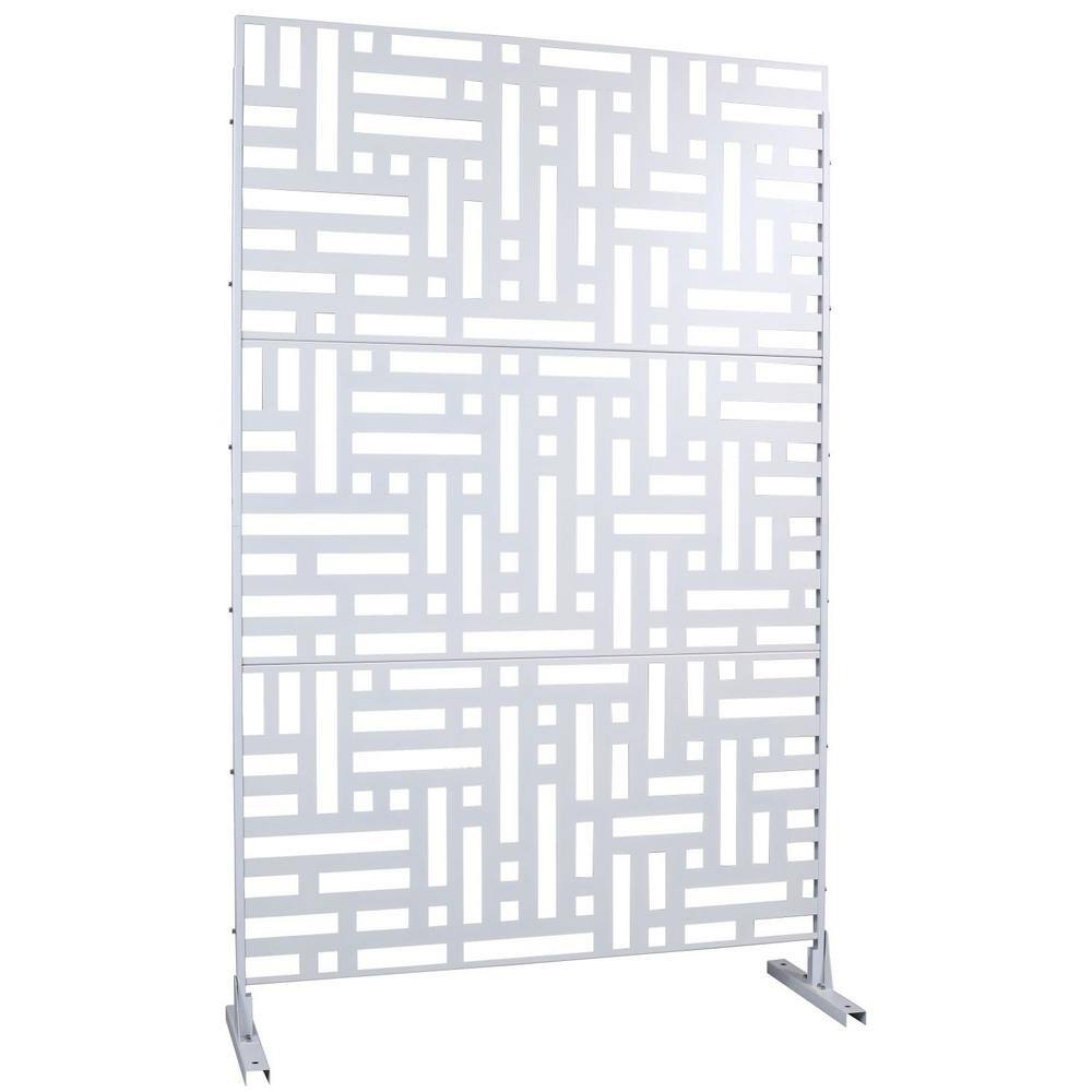 Anky 76 in. H x 48 in. W Steel Garden Fence, Metal Privacy Screens and Panels with Free Standing in White price history on PriceWatchPro