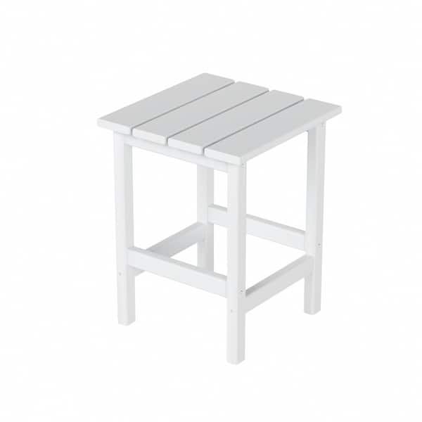 WESTIN OUTDOOR Mason 18 in. White Poly Plastic Fade Resistant Outdoor Patio Square Adirondack Side Table