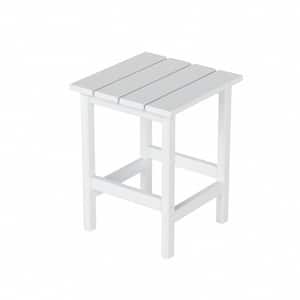 Mason 18 in. White Poly Plastic Fade Resistant Outdoor Patio Square Adirondack Side Table