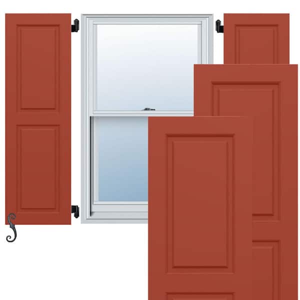 Ekena Millwork EnduraCore Two Equal Raised Panel 15-in W x 43-in H Raised Panel Composite Shutters Pair in Colorful Leaves