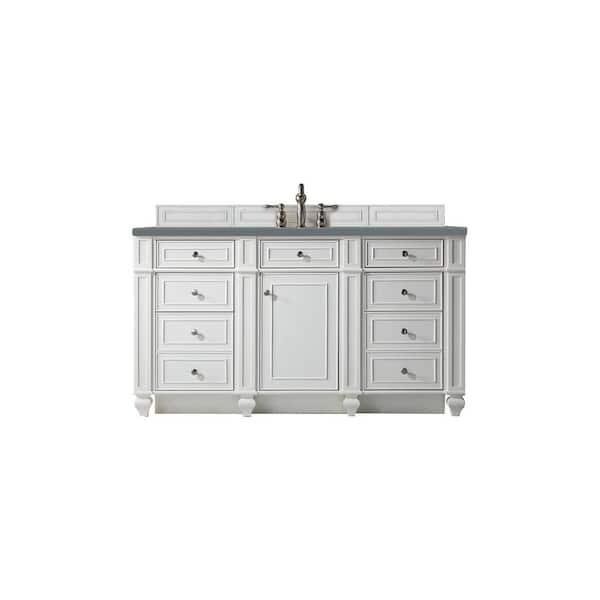 James Martin Vanities Bristol 60.0 in. W x 23.5 in. D x 34 in. H Bathroom Vanity in Bright White with Cala Blue Quartz Top