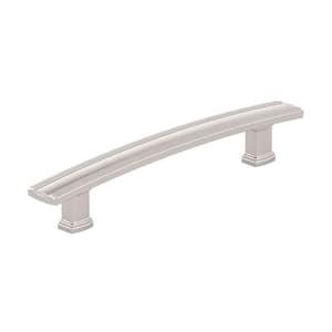 Marsala Collection 5 1/16 in. (128 mm) Grooved Brushed Nickel Transitional Rectangular Cabinet Bar Pull
