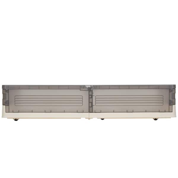 2-Pack Underbed Storage Bins with Wheels and Lids - Foldable & Stackable Underbed Containers for Clothes Gray 14.5 Gal
