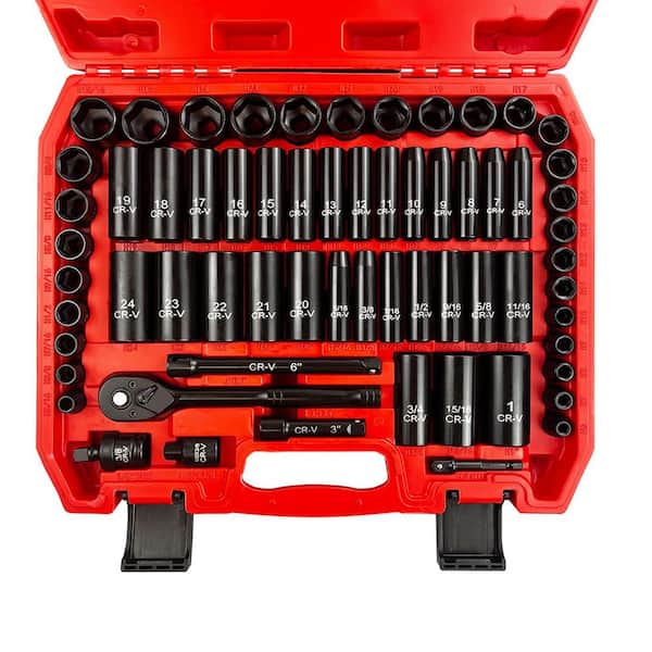 3/8 in. Drive Impact Socket Set 64-Piece