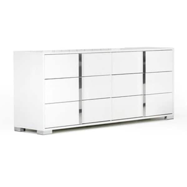 Benjara 66 in. White 6-Drawer Wooden Dresser Without Mirror