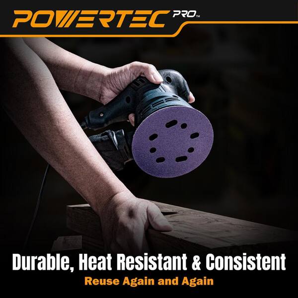 POWERTEC 5 in. Sanding Discs Hook and Loop, 40/60/80/120/220 Grits