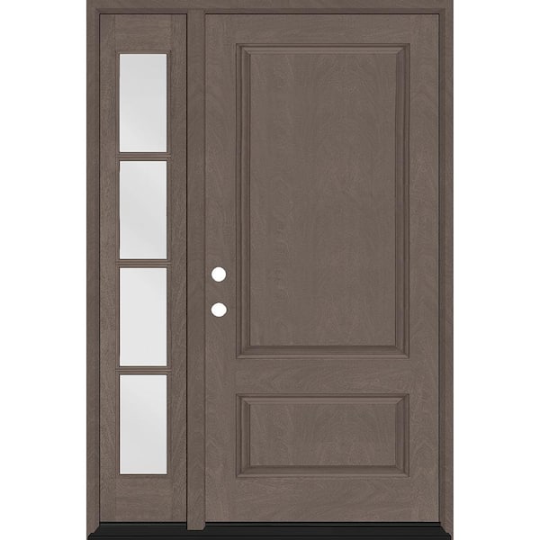 Steves & Sons Regency 53 in. x 80 in. 2Panel 3/4-Squaretop RHIS Ashwood Stain Fiberglass Prehung Front Door with w/4Lite 14in.SL