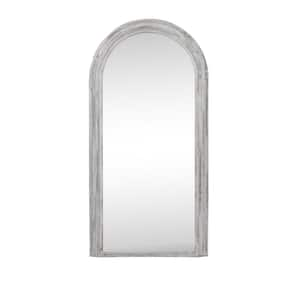 35 in. W x 71 in. H Classic Arched Solid Wood Framed Mirror in White