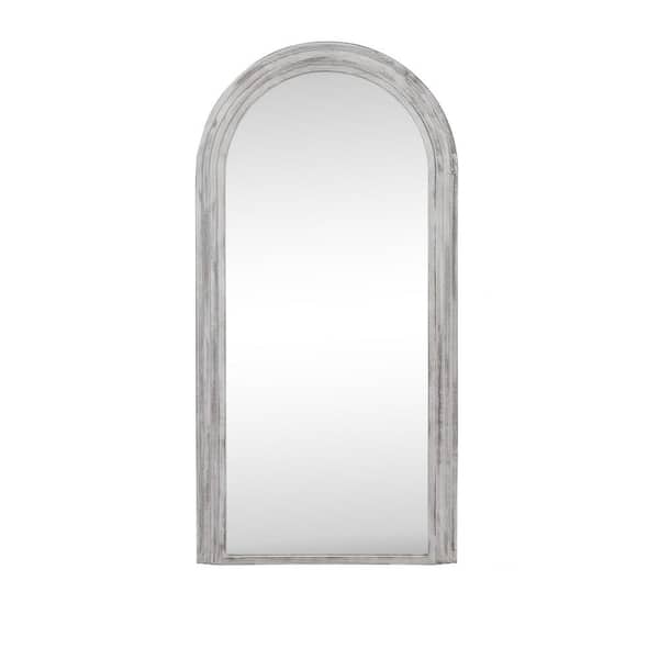 35 in. W x 71 in. H Classic Arched Solid Wood Framed Mirror in White