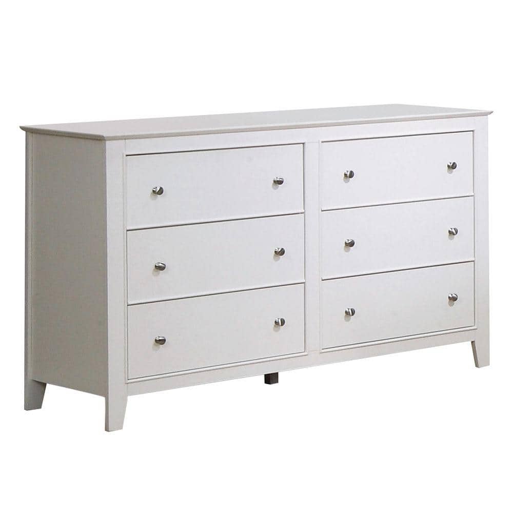 Benjara 52.5 in. White 6Drawer Wooden Dresser Without Mirror BM69682