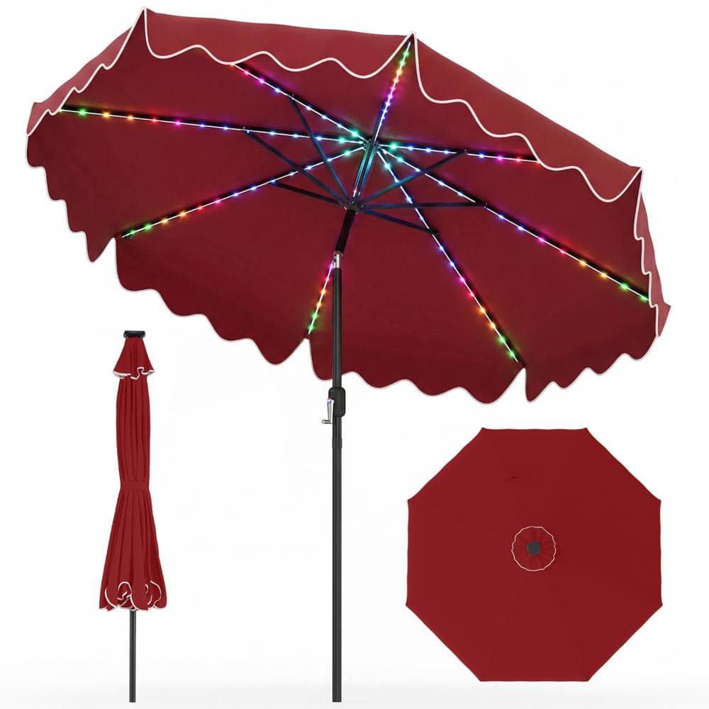 10 ft. Solar LED Market Patio Umbrella with 112 Color-Changing Lights, Tilt and Crank, Wine price history on PriceWatchPro