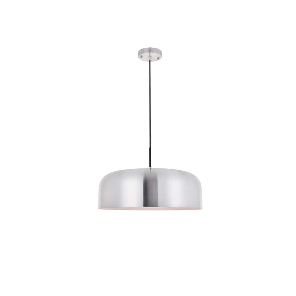 Timeless Home 19.3 in. 1-Light Brushed Nickel and Black Pendant Light, Bulb