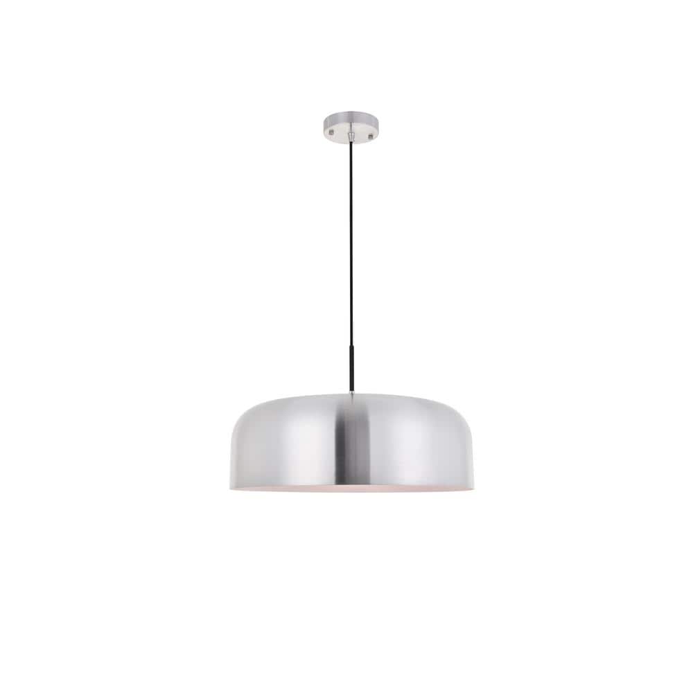 Timeless Home Edwards 19.3 in. W x 7.6 in. H 1-Light Brushed Nickel and Black Pendant