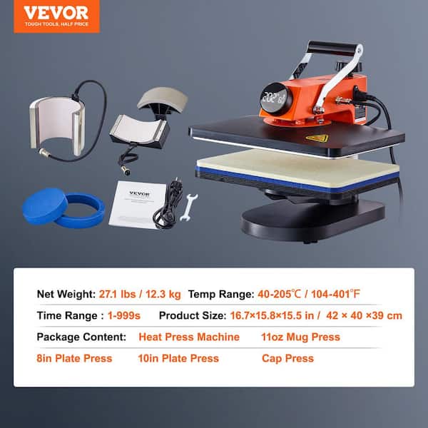 VEVOR Heat Press Machine Sublimation Machine 15 x 12 inch 11 in 1 Kit Heat Press