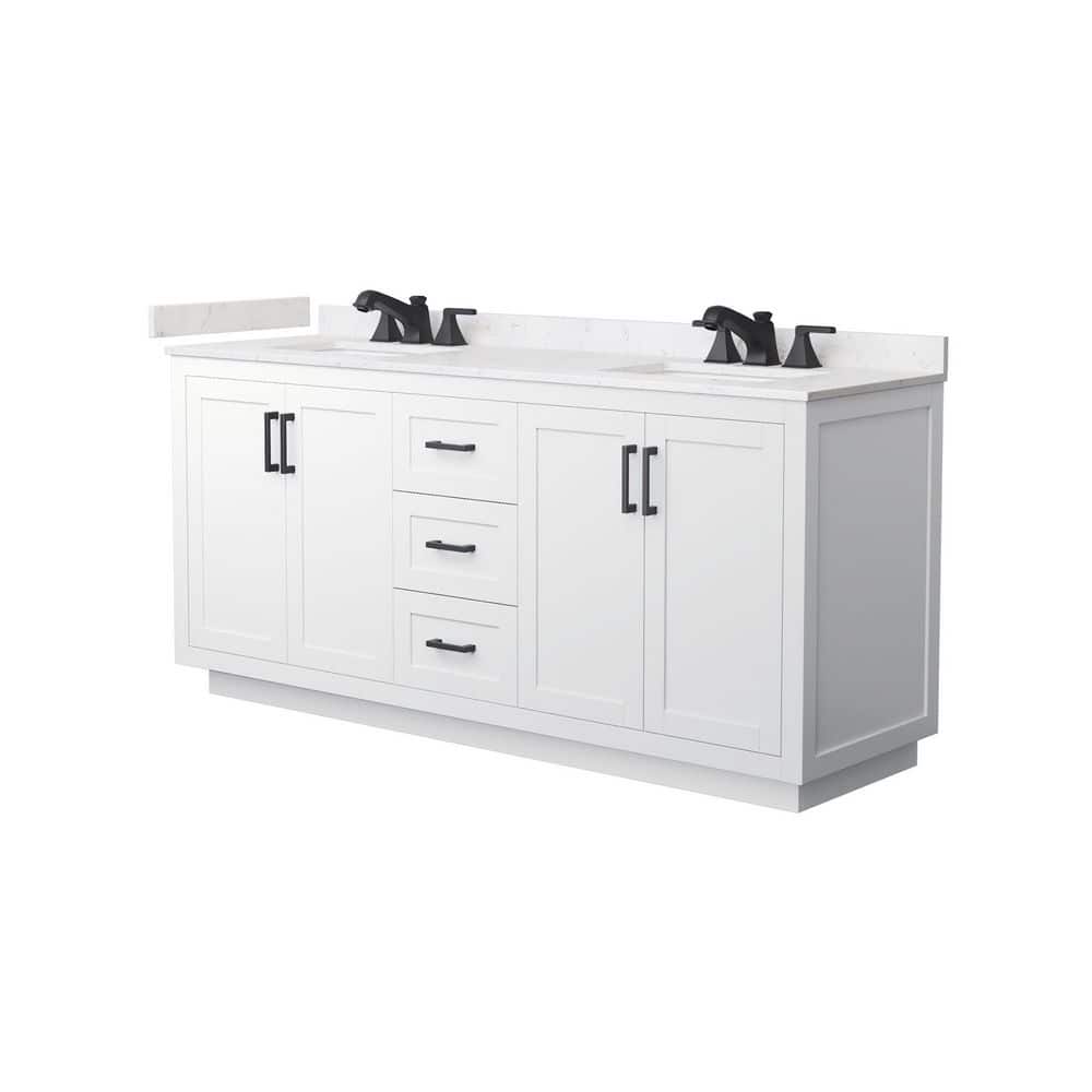 Miranda 72 in. Double Freestanding White Bath Vanity with Carrara Cultured Marble Top Assembled price history on PriceWatchPro