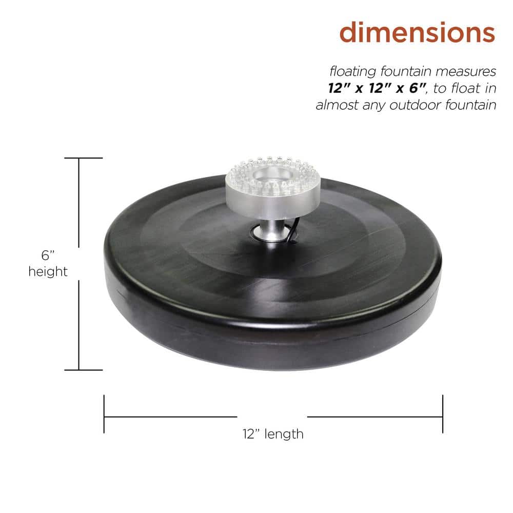 Black Floating Spray Fountain with LED Lights and Pump