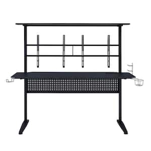 Canzi 25 in. Rectangular Black Finish with MDF, PVC Paper Metal Material Gaming Table with Built-in USB Ports and Outlet