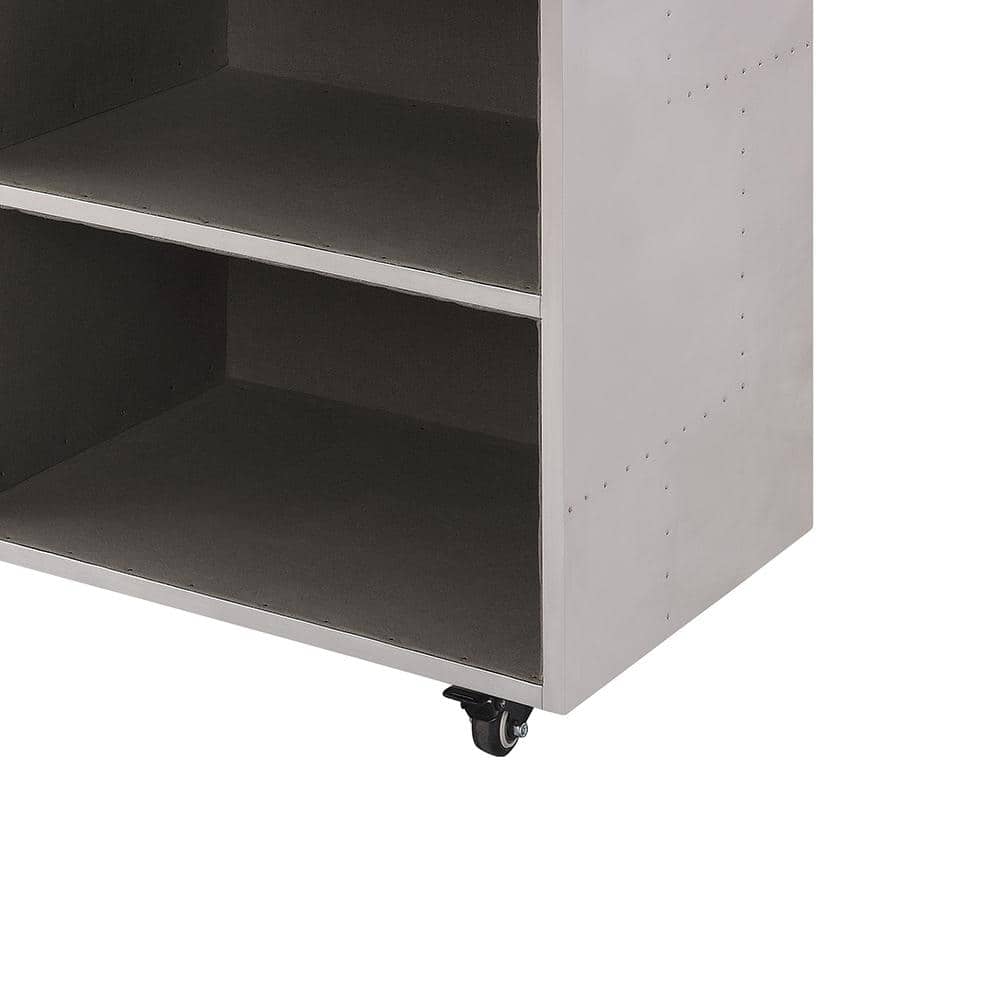 41" Gray Aluminum Industrial Office Cabinet with Wheels