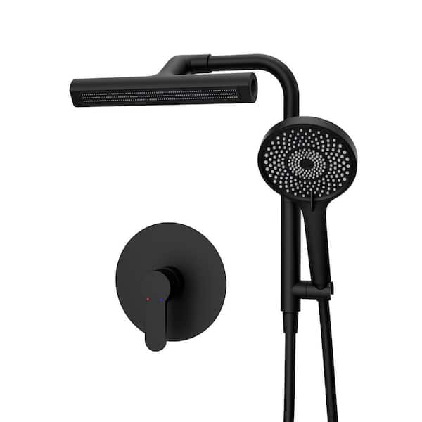 Single Handle 6-Spray Shower Faucet 1.8 GPM with Flexible HandShower Head in. Matte Black(Valve Include)