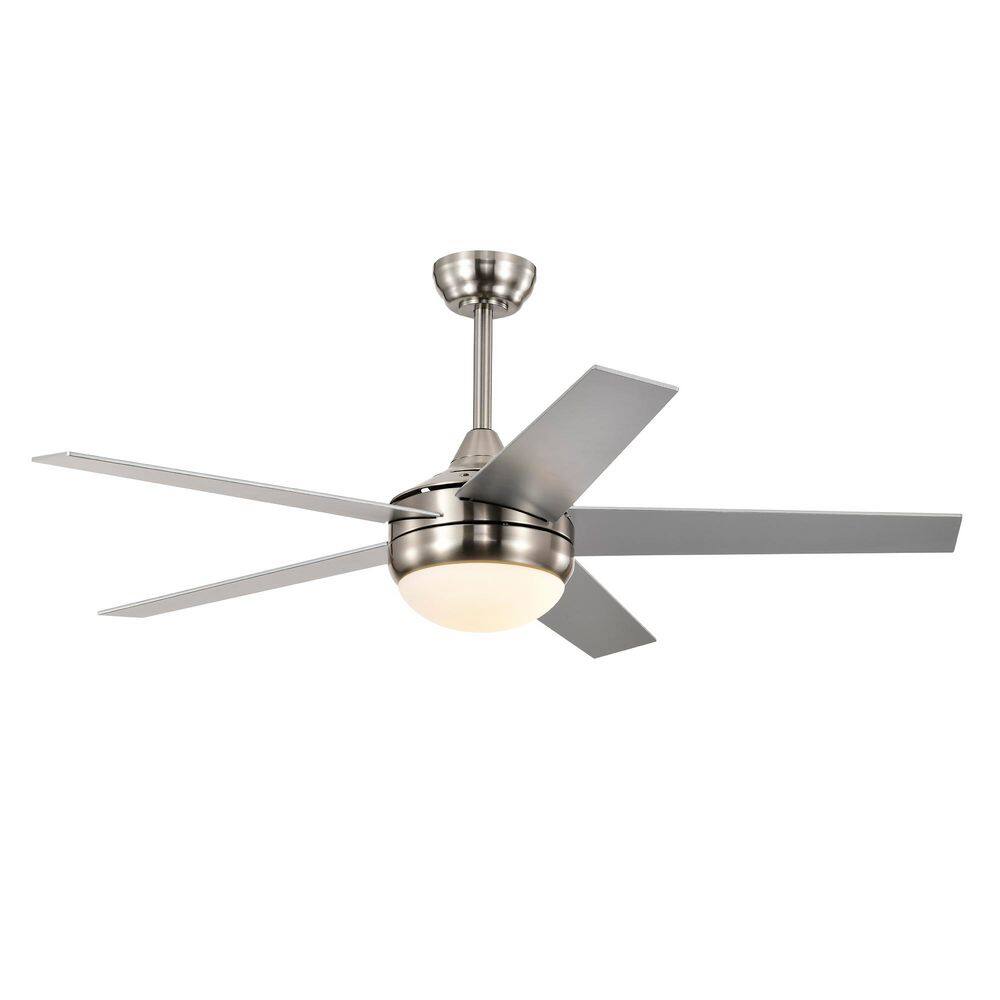 52 in. Indoor Brushed Nickel 5-Blade Downrod Mount Standard 3CCT LED Ceiling Fan with Light, Remote and Wall Control price history on PriceWatchPro