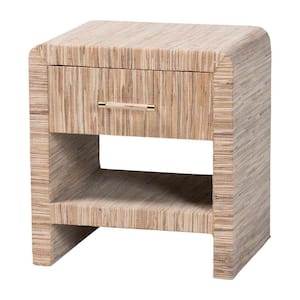 Callan Natural Grasscloth 1-Drawer Nightstand