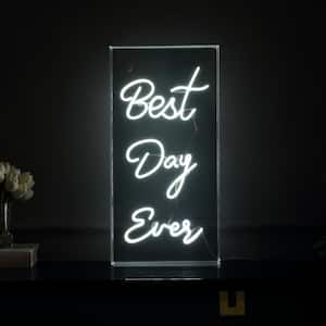 Best Day Ever 11.75 in. x 23.63 in. Contemporary Glam Acrylic Box USB Operated LED Neon Night Light, White