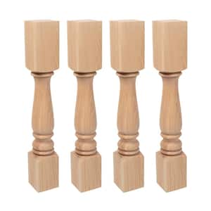 35.25 in. x 5 in. Unfinished Solid North American Red Oak Plain Full Round Kitchen Island Leg (4-Pack)