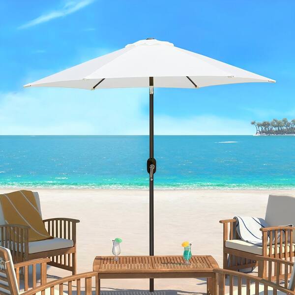 Zeus & Ruta Market Master 7.5 ft. Metal Market Umbrella in White