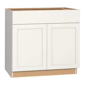 Westfield Feather White Shaker Stock Assembled Base Kitchen Cabinet (36 in. W x 23.75 in. D x 35 in. H)