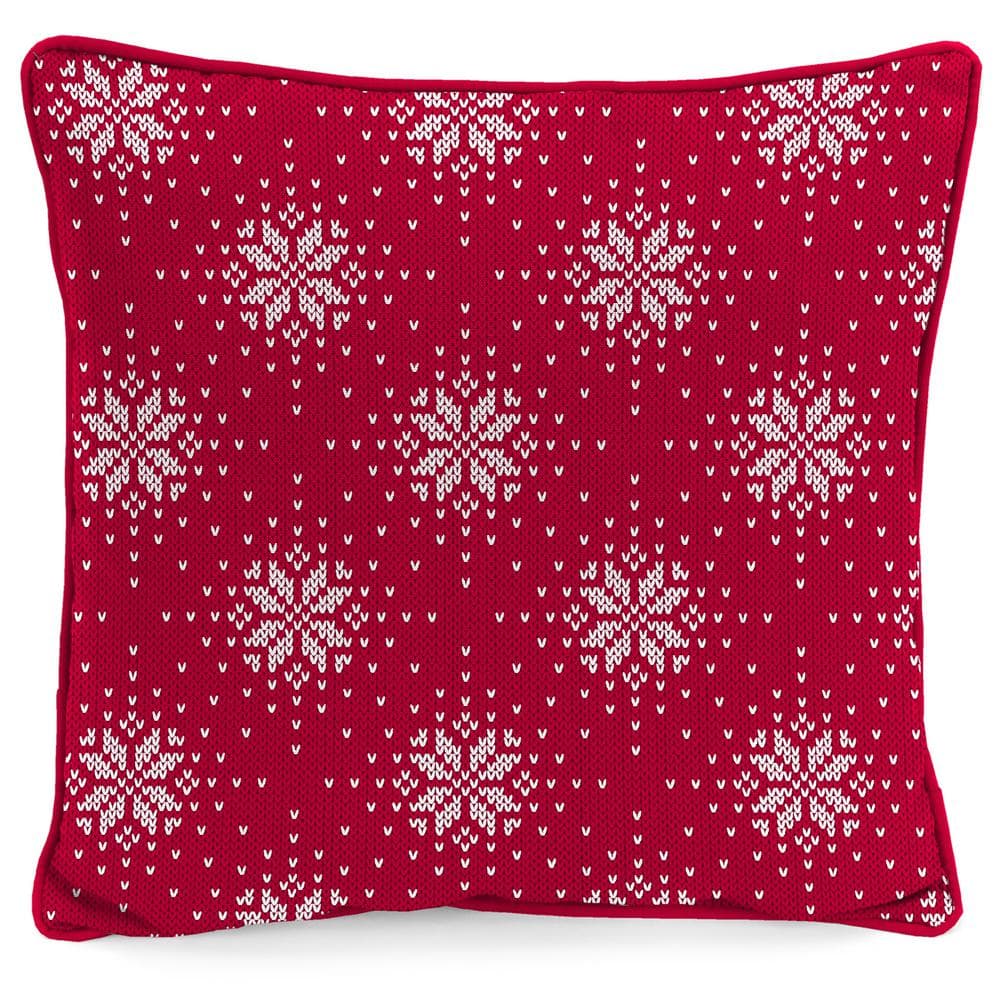 Gnome for the Holidays Red and White Reversible Outdoor Throw Pillow