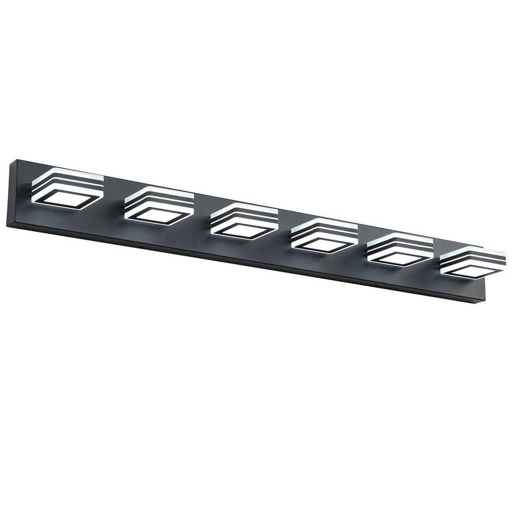 39 in. 6-Light Matte Black LED Bathroom Vanity Lights Dimmable for Bath Wall Light price history on PriceWatchPro