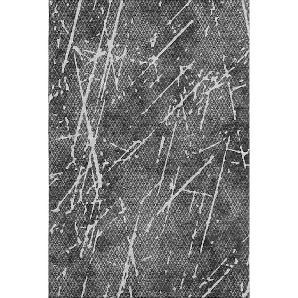 Addison Rugs Mayfield Premium Machine Washable Indoor/Outdoor Geometric AMF628 Charcoal 9 ft. x 12 ft. Area Rug