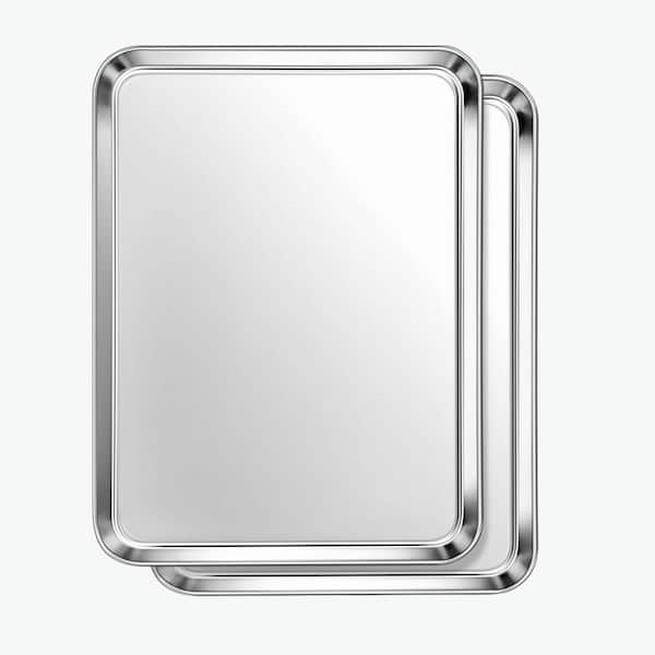 6 qt Stainless Steel Baking Sheet Rustproof Nonstick Metal Jelly Roll Pan Dishwasher Safe for Cooking Roasting 2 Pack